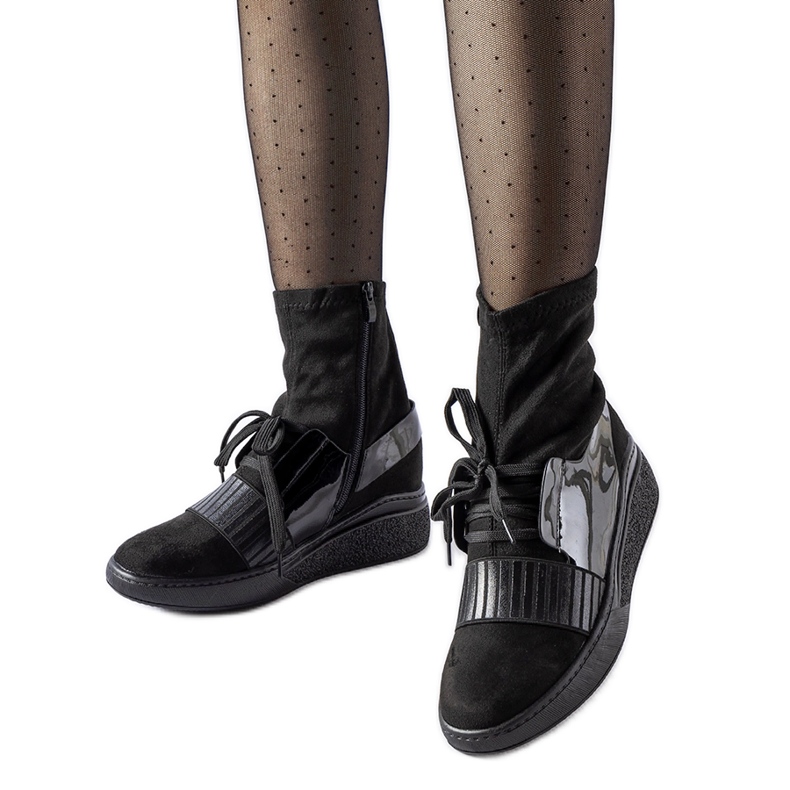 Svarta Spoleto kilstrumpa ankelstövlar