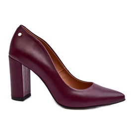 Läderpumps på hög klack Laura Messi 2624/228 Burgundy röd
