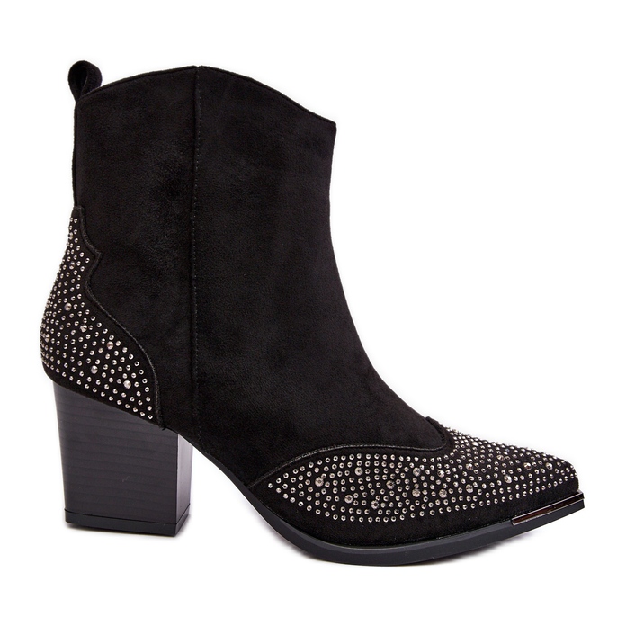 FS1 Dam dekorerade cowboystövlar på hög klack Svart Eleduana
