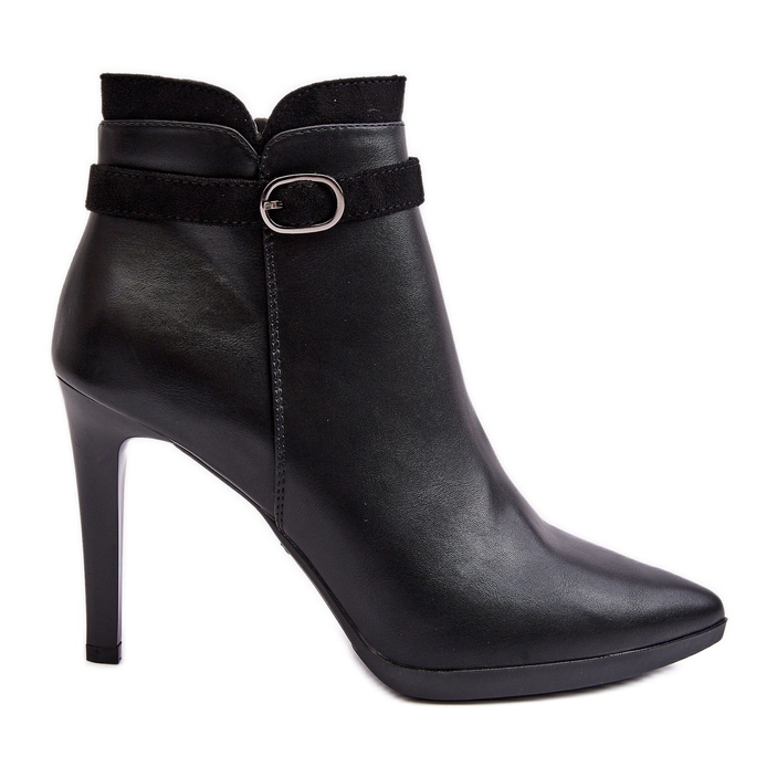 Sergio Leone Kvinnors ankelstövlar på hög klack med spänne isolerad svart Aesha