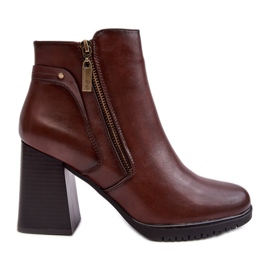 Sergio Leone Högklackade ankelstövlar för kvinnor med dragkedjor, brun Ryelle