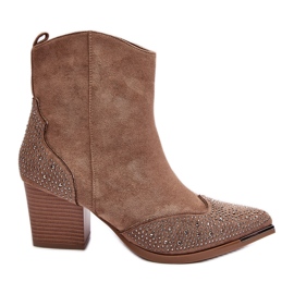 FS1 Dam dekorerade cowboystövlar på en högklackad Beige Eleduana