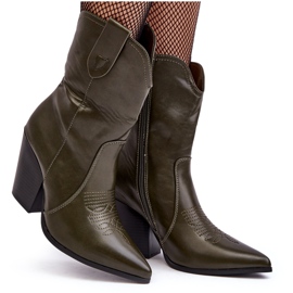 WS1 Cowboystövlar med hög klack för kvinnor Mörkgrön Melaitia