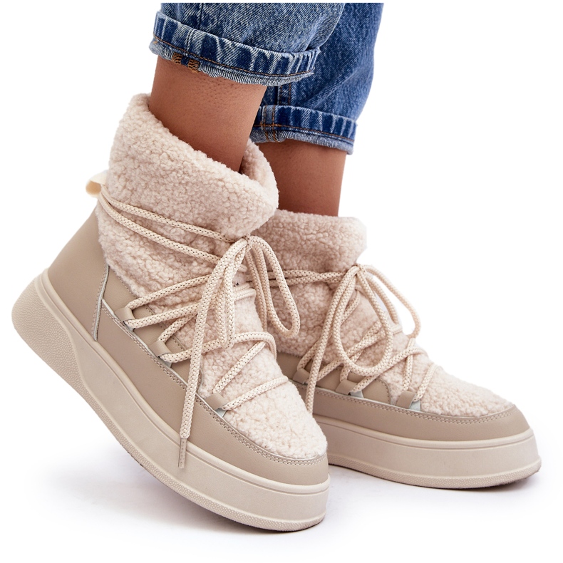 FG2 Snöskor för plattform för kvinnor ljusbeige Ahatissa