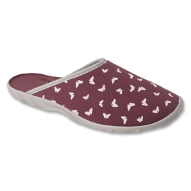 Befado damtofflor 235D193, vinröda med fjärilar