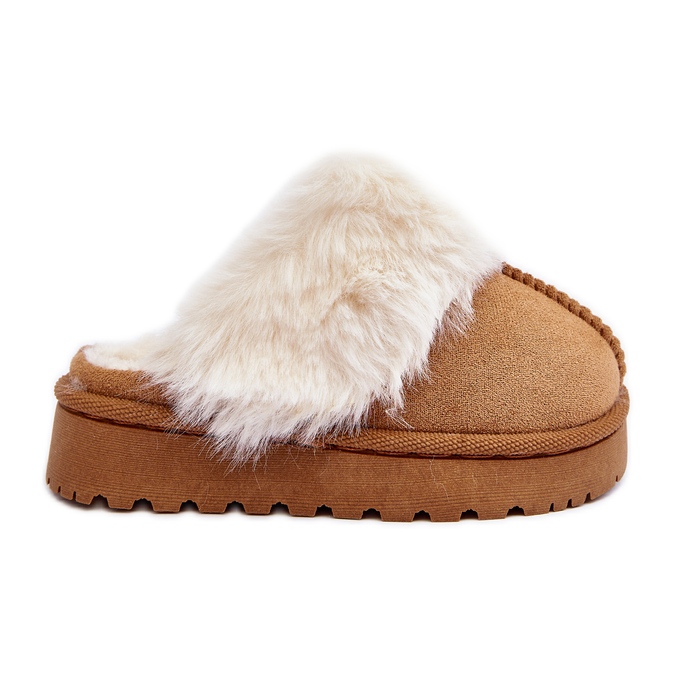 Barntofflor med päls Camel Birasta brun