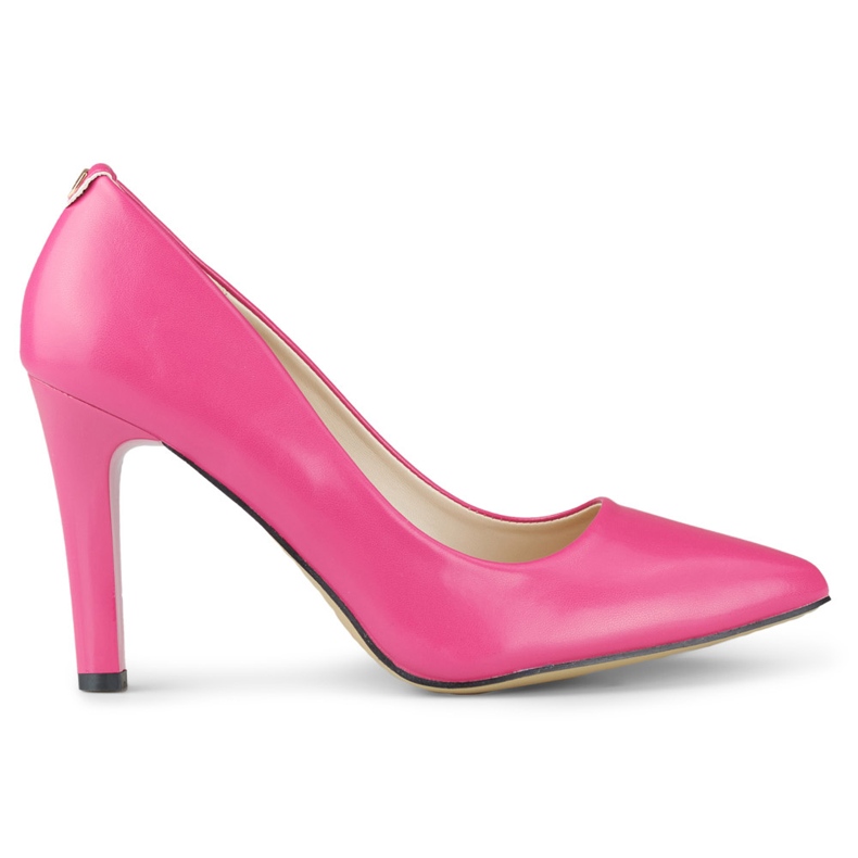 Rosa pumps med tjock stilettklack
