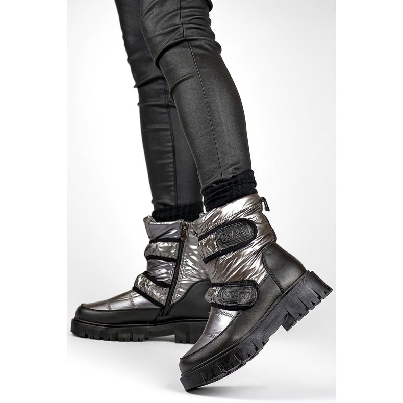 Laila varma snökängor för kvinnor med kardborreband svart