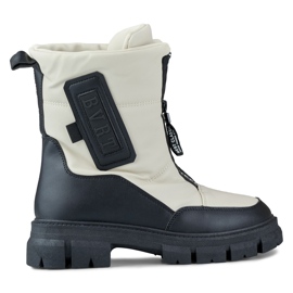 Beige snökängor för kvinnor med svart sula