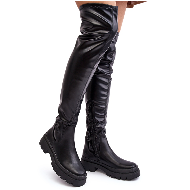 Vinceza Flat Over-the-Knee Boots för kvinnor Svart Lilien