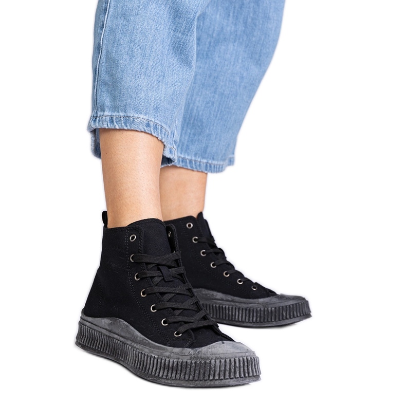 Svarta högplattformssneakers från Guerrino