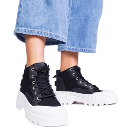 Inna Svarta högplattformssneakers Grotta