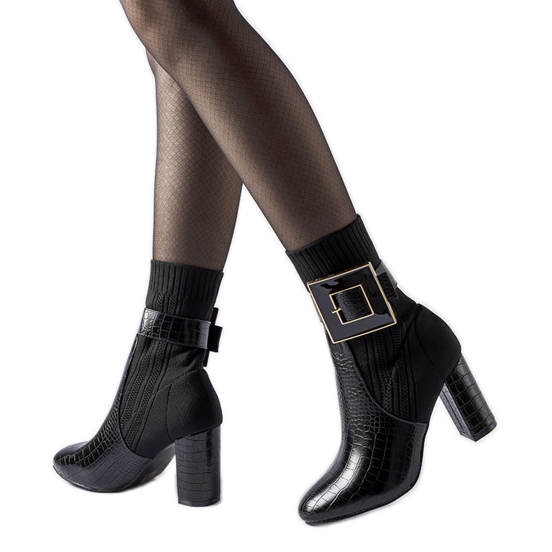 Enrice svarta strumpstövlar med djurtryck