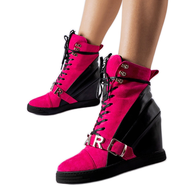 Rosa och svarta Pugliesi wedge sneakers