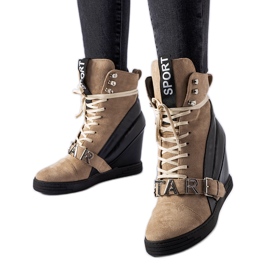 Bruna och svarta Pugliesi wedge sneakers