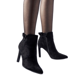 Svarta ankelboots med volang på Dolcelino högklackat