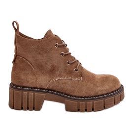 Sergio Leone Mockaisolerade ankelstövlar med snörning, Mörkbeige, Bjorg