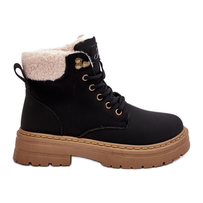 Skinnstövlar för kvinnor med fårskinn, Svart Lynnvia