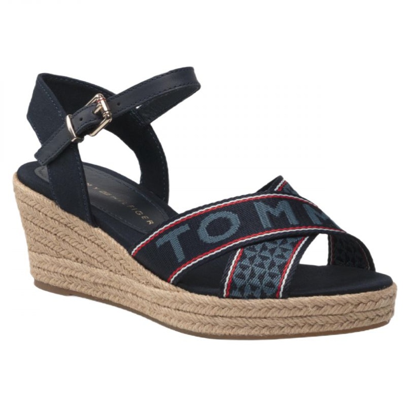 Tommy Hilfiger Webbing Low Wedge Sandal W FW0FW06297 blå
