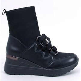 Kaye Black wedge ankelboots med elastisk ovandel svart
