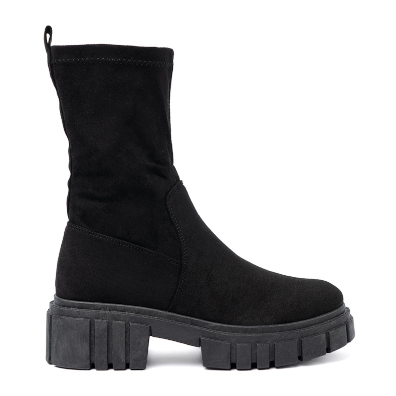 Shelovet ankelstövlar i svart mocka för kvinnor