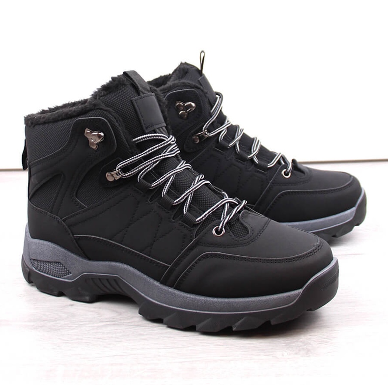 Isolerade vinterhöga stövlar för män, svarta