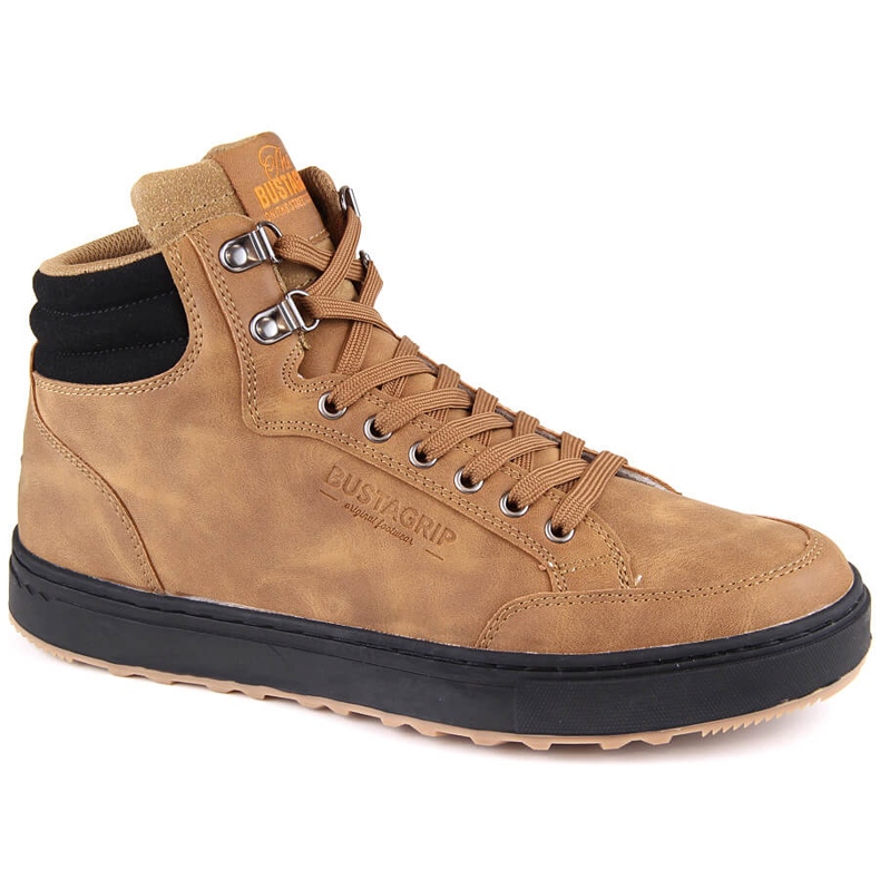 Bustagrip Höga sportskor för män i läder gul