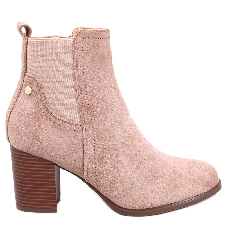 Rosey Khaki klassiska högklackade ankelboots beige