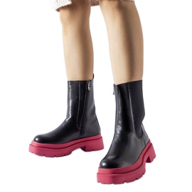 Svarta ankelboots med rosa Garden-sula