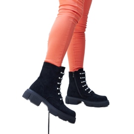 Svarta ankelboots med strass, eko-mocka Sfaranda