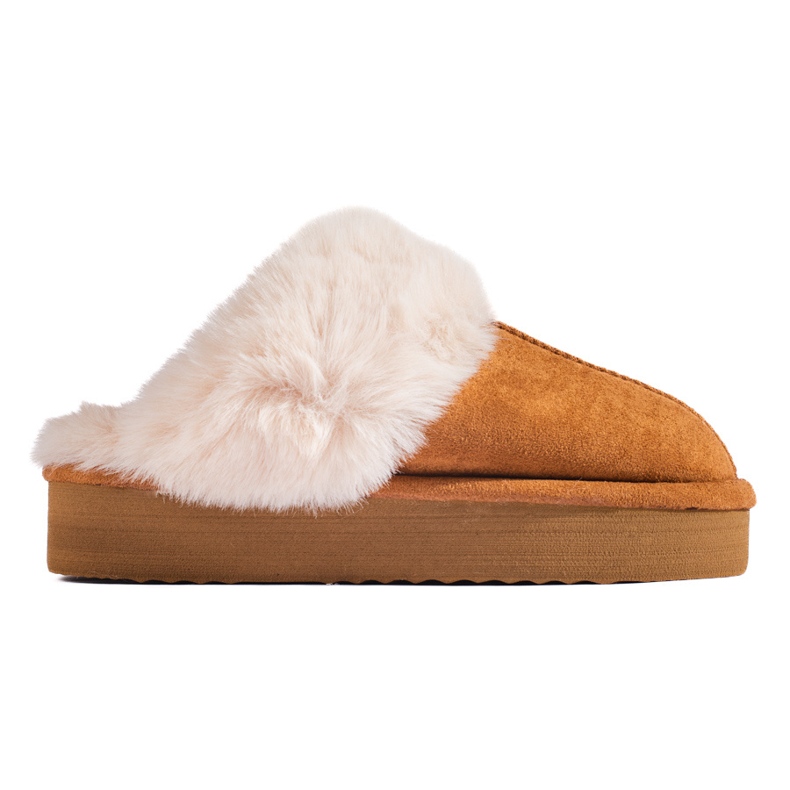 SHELOVET Fluffig, mjuk katie på en kamelplattform brun