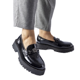 Svarta patent loafers med Casine strass