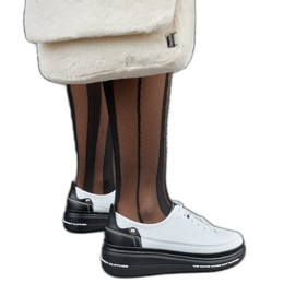 Svart och vitt läder wedge sneakers Piano