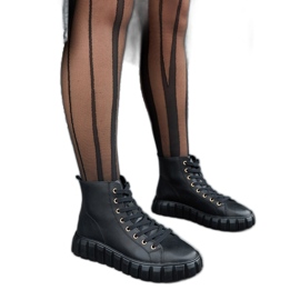 Carassai svarta långa lädersneakers