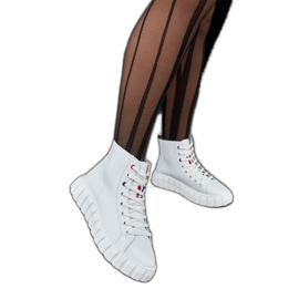 Inna Carassai långa vita lädersneakers