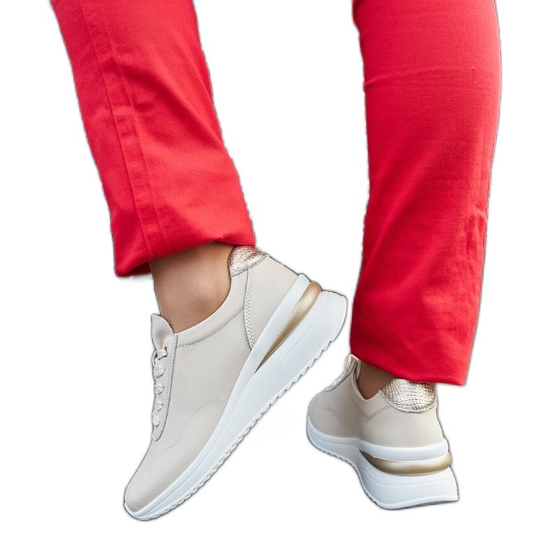 Beige läder wedge sneakers från Federico