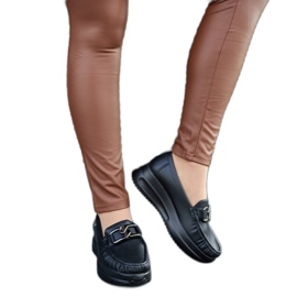 Svarta wedge loafers med ett Vigolo-spänne