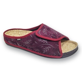 Inblu damtofflor med korkinlägg 155D141, vinröd