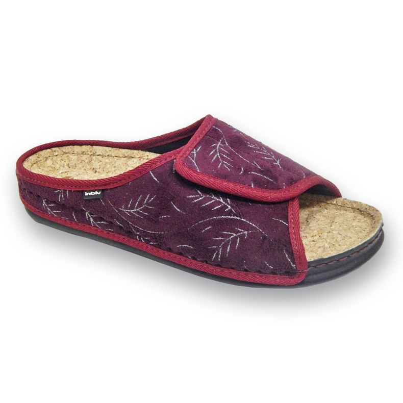 Inblu damtofflor med korkinlägg 155D141, vinröd