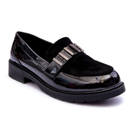 Lackade Loafers Med Dekoration Svart S.Barski HY317
