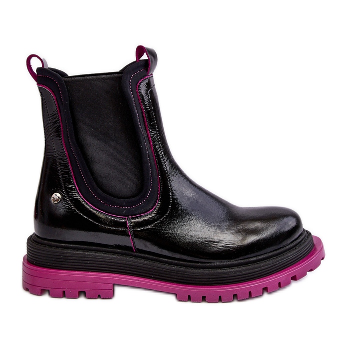 Chelsea-stövlar i läder för kvinnor Maciejka 06199 Svart