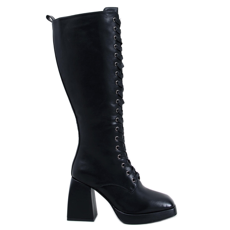 Wednesday Svarta snörstövlar med bred klack