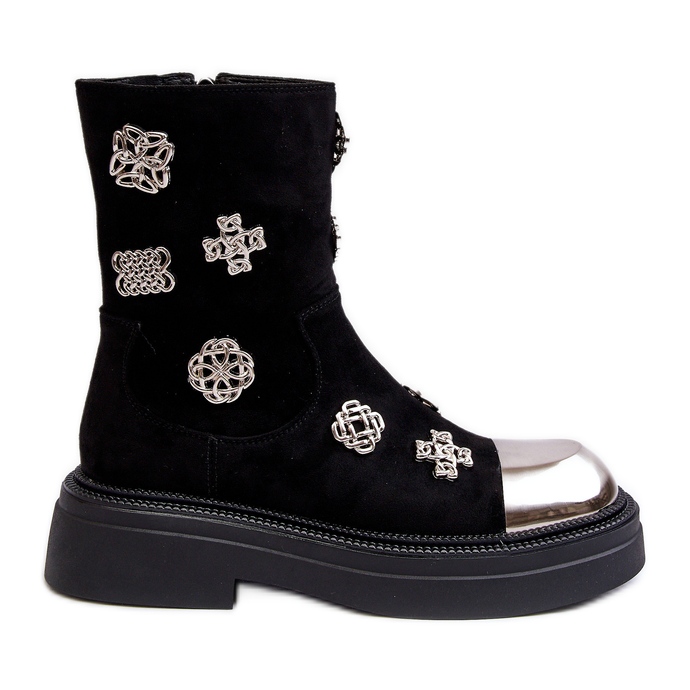 S.Barski Mockaisolerade ankelstövlar med dekorationer D&amp;A MR870-14 Svart