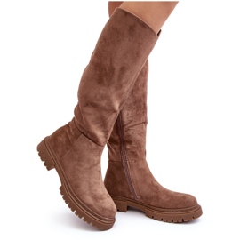 Bruna isolerade knätstövlar för kvinnor från Heliofa