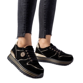 Svarta och guldiga Therrien sneakers i mocka