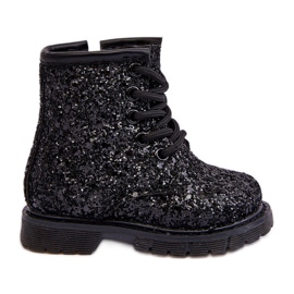 Glitterisolerade ankelstövlar för barn med dragkedja, Svart Saussa
