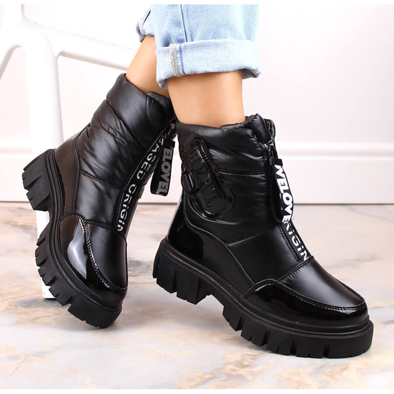 Svarta Filippo DBT4960 isolerade snöstövlar med dragkedja för kvinnor