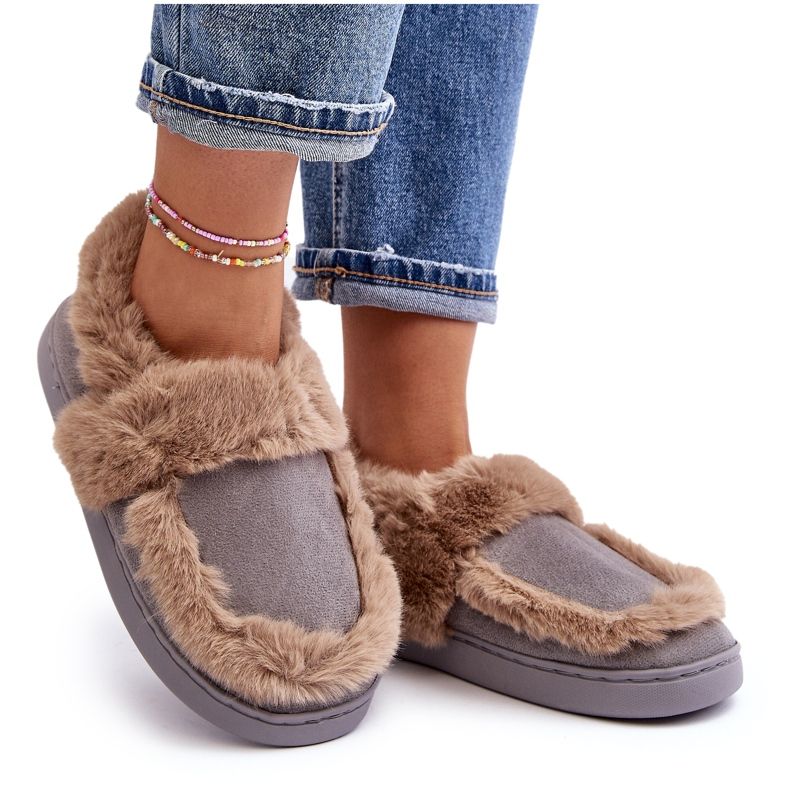 Kvinnors Tofflor Med Päls Grå Sailey