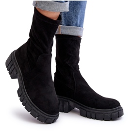 Arbetarstövlar med platta klackar, svart Divella