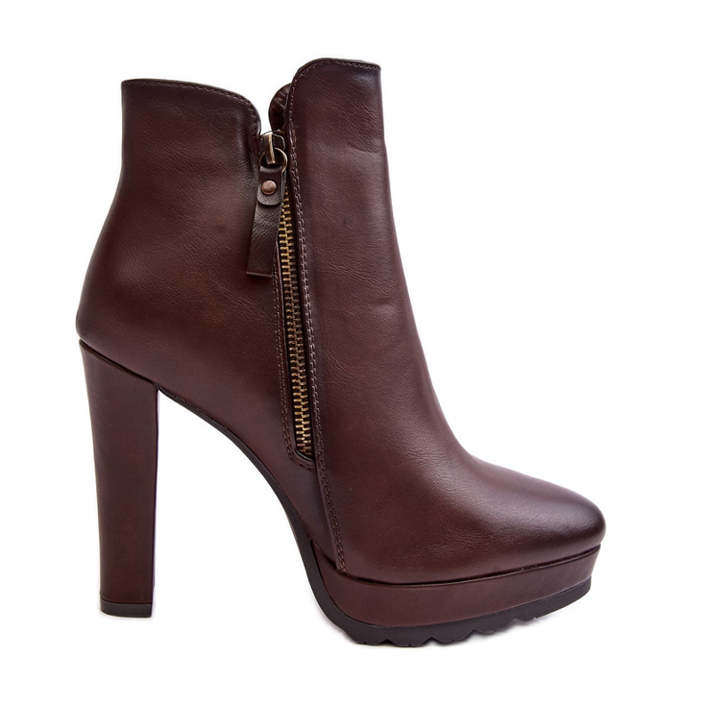 Bruna Inezma högklackade ankelstövlar med dragkedjor